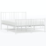 Metal Bed Frame without Mattress with Footboard White 140x200cm 352548