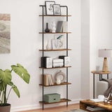 Bookshelf 6-Tier 60 x 24 x 203 cm Engineered wood Smoked Oak 879973