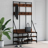 Clothes Rack with Shoe Storage Brown Oak 100x40x184 cm 837841