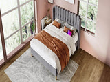 Upholstered Double with USB and Type-C Charging, Frame with Wooden Slatted Frame, Teenager N601P288478G