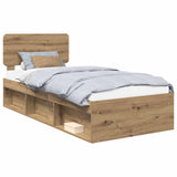 Bed Frame Artisian Oak 90 x 200 cm Solid Pine Wood 3412131