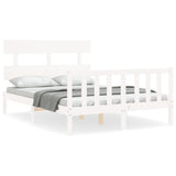Bed Frame without Mattress White Small Double Solid Wood Pine 3193242