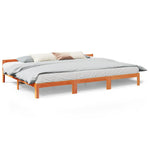 Family Bed Frame No Mattress Wax Brown 240x200 cm Solid Wood Pine 3324573