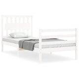 Bed Frame without Mattress White Single Solid Wood 3194277