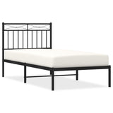 Metal Bed Frame without Mattress with Headboard Black 90x190cm 373683