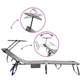 Folding Sun Lounger Folding Grey 190 x 57 x 81 cm Oxford 42003131