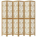 Room Divider 6 Panels Brown Solid Wood Paulownia 358876