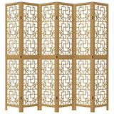 Room Divider 6 Panels Brown Solid Wood Paulownia 358876