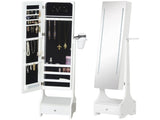 Jewellery Cabinet, Full Length Mirror with Storage, Free Standing Mirror with LED Lights, Hooks, T3398P340957