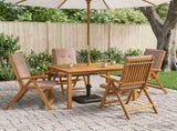 5-Piece Garden Dining Set Natural Solid Acacia Wood 3434569