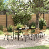 Garden Dining Set 7 pcs Brown Powder-Coated Steel 3379195