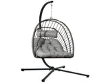 Outdoor PE Rattan Swing Chair with Foldable Basket and Cushion, Garden Patio Hanging Egg Chair with T3398P325254