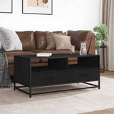 ZNTS Coffee Table Black 100x50x45 cm Engineered Wood and Metal 848784