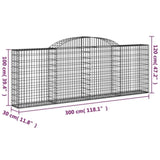 Arched Gabion Baskets 7 pcs 300x30x100/120 cm Galvanised Iron 3146526