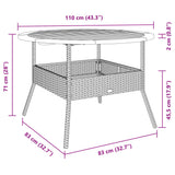 Garden Table with Acacia Wood Top Black 110x71 cm Poly Rattan 368625