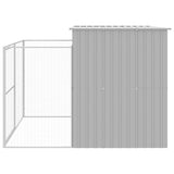 Dog House with Run Light Grey 214x253x181 cm Galvanised Steel 3189125