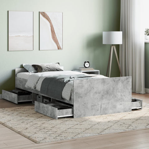 ZNTS Bed Frame without Mattress Concrete Grey 100x200 cm 3203799