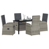 Garden Dining Set with Cushion 5 pcs Grey Poly Rattan 3379494