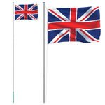 UK Flag and Pole 6.23 m Aluminium 3147110