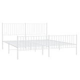 Metal Bed Frame without Mattress with Footboard White 183x213cm 350954