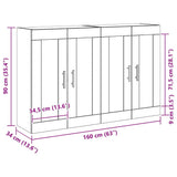 Wall-mounted Cabinet 2 pcs Old wood 160 x 34 x 90 cm 3333105