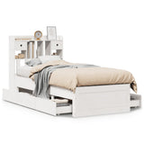 Bookcase Bed without Mattress White 90x190 cm Single Solid Wood Pine 3308982