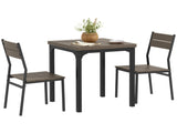 Three-Piece Minimal and Compact Dining Set, Grey Wood Grain T3398P344223