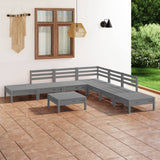 ZNTS 8 Piece Garden Lounge Set Solid Pinewood Grey 3082654