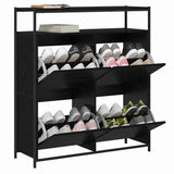 Shoe Cabinet Black Oak 100 x 34 x 112 cm Engineered Wood 3365549