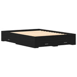 Bed Frame with Drawer Black Oak 140 x 200 cm Engineered Wood 3333968