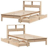 Bookcase Bed without Mattress 100x200 cm Solid Wood Pine 3309815