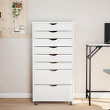 Rolling Cabinet with Drawers MOSS White Solid Wood Pine 355898