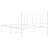 Metal Bed Frame without Mattress with Headboard White 100x200cm 373735