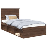 Bed Frame with Headboard Brown Oak 100 x 200 cm Solid Pine Wood 3411052