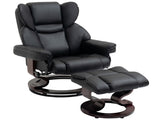 360&deg Swivel Recliner Chair with Footstool, PU Leather Manual Recliner Armchair with Solid Wood T3398P343496