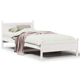 Bed Frame without Mattress White 90x190 cm Single Solid Wood Pine 855613