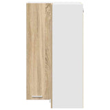 Hanging Cabinet with Door Sonoma Oak and White 57 x 57 x 100 cm 884372