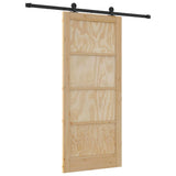 Sliding Door Natural and Black 86 x 198.5 cm Solid Pine Wood 3333342