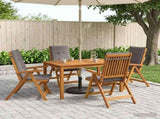 5-Piece Garden Dining Set Natural Solid Acacia Wood 3434555