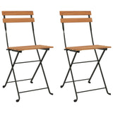 Folding Bistro Chair Set of 2 Natural Teak Solid teak wood 319979