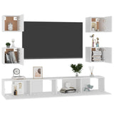 6 Piece TV Cabinet Set White Engineered Wood 3078663