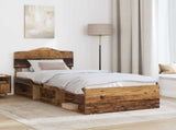Bed Frame with Headboard Old Wood 75 x 190 cm Solid Pine Wood 3412968
