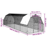 Chicken Run with Roof 2.5x10x2.25 m Galvanised Steel 3328529