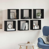 Wall Cube Shelves 6 pcs Black Oak 30x15x30 cm Engineered Wood 862057