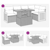 6 Piece Garden Sofa Set with Cushions Black Poly Rattan Acacia 3327711