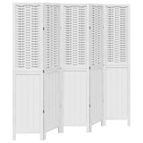 Room Divider 5 Panels White Solid Wood Paulownia 358726