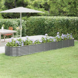 Garden Raised Bed Galvanised Steel 368x80x36 cm Grey 318929