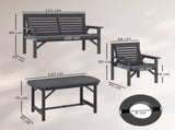 5 Piece Wooden Garden Set for 6, Outdoor Conversation Set with 2 Armchairs, 2 Loveseats and T3398P377595