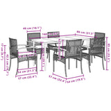 ZNTS 7 Piece Garden Dining Set with Cushions Grey Poly Rattan 3213614