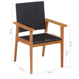 5 Piece Outdoor Dining Set Poly Rattan Black and Brown 44075